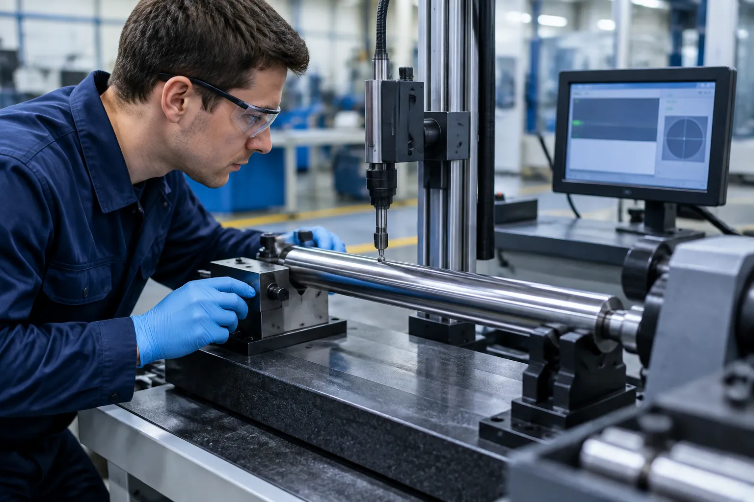 Steering rack measurement station at a routing decision point