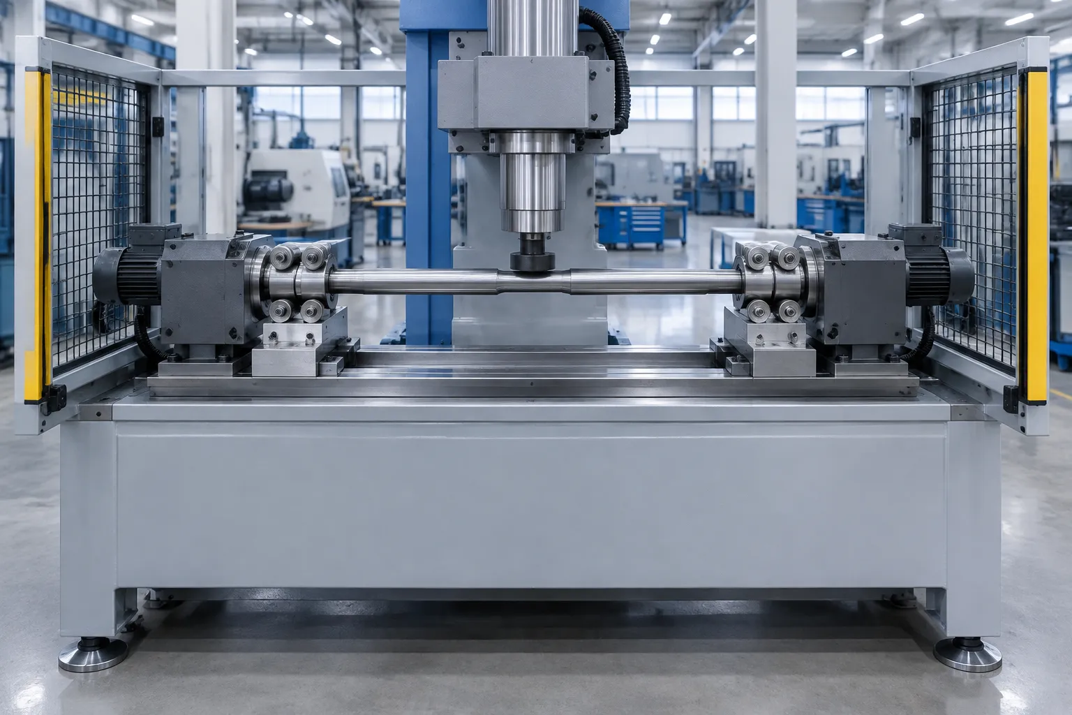 Automatic shaft straightening machine processing a slender motor shaft