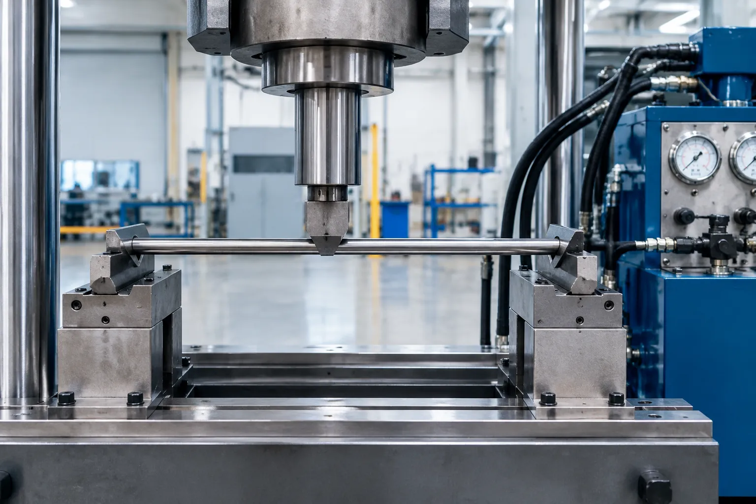 Contact measuring and rotation station checking a slender shaft