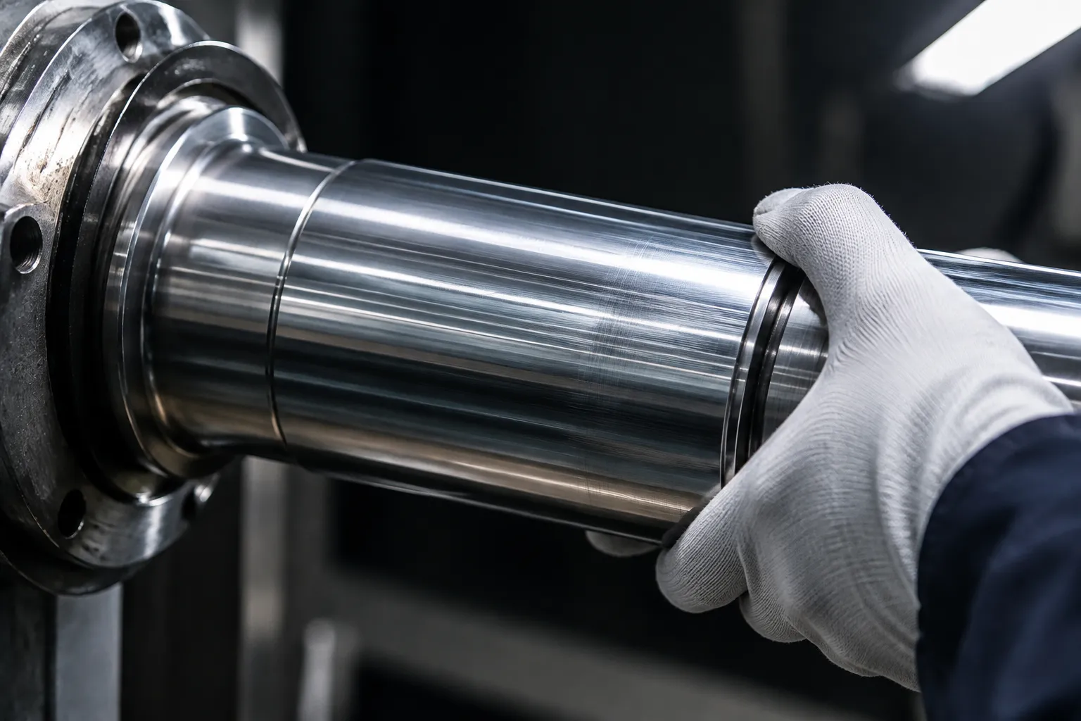 Tooling marks inspection on a polished shaft after straightening