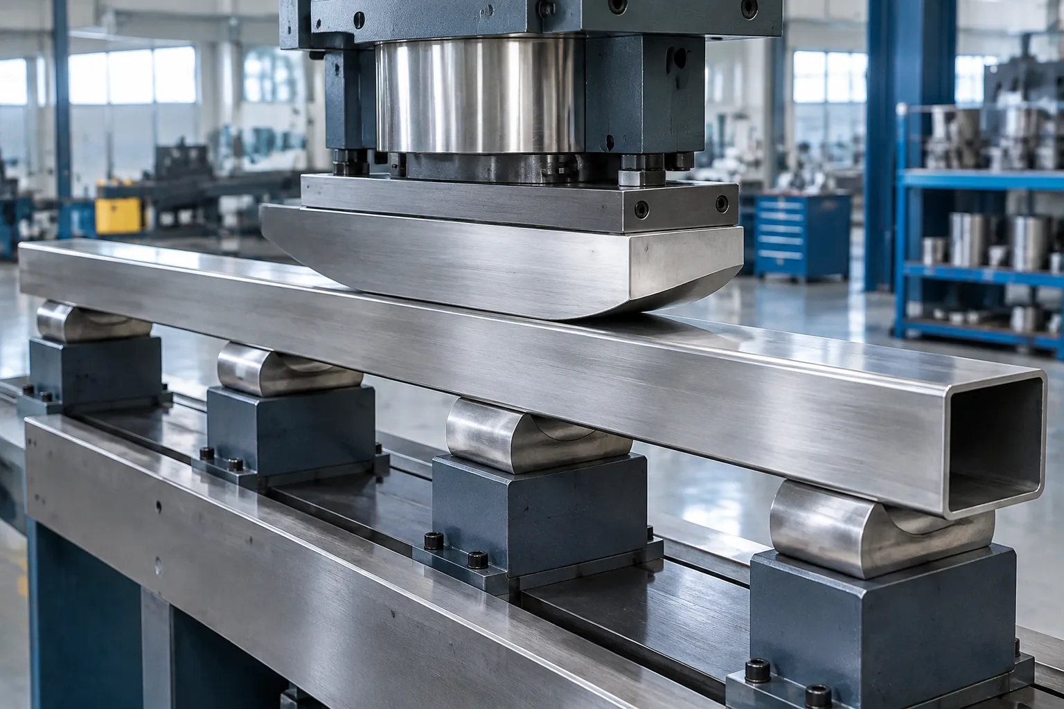 Port structure along a long stainless steel liquid cooling manifold during straightening