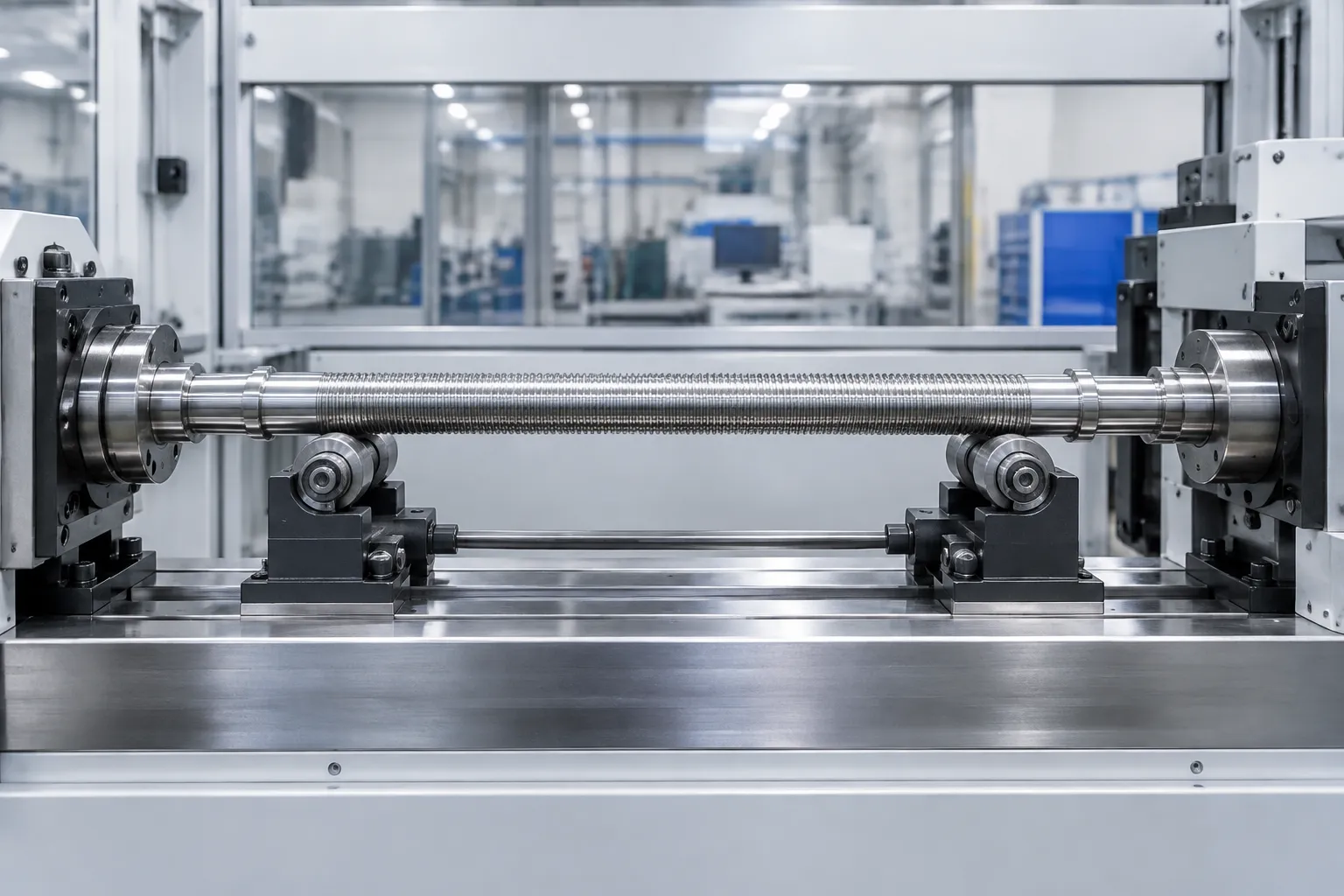 Threaded lead screw positioned in a compact straightening station