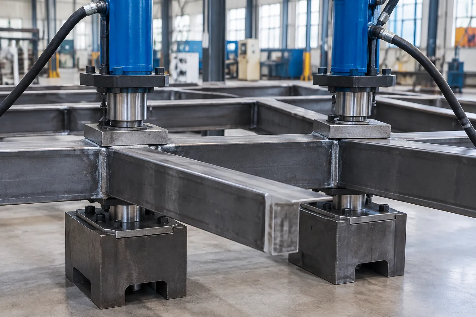 Three-dimensional measurement of a welded steel fabrication from datum supports