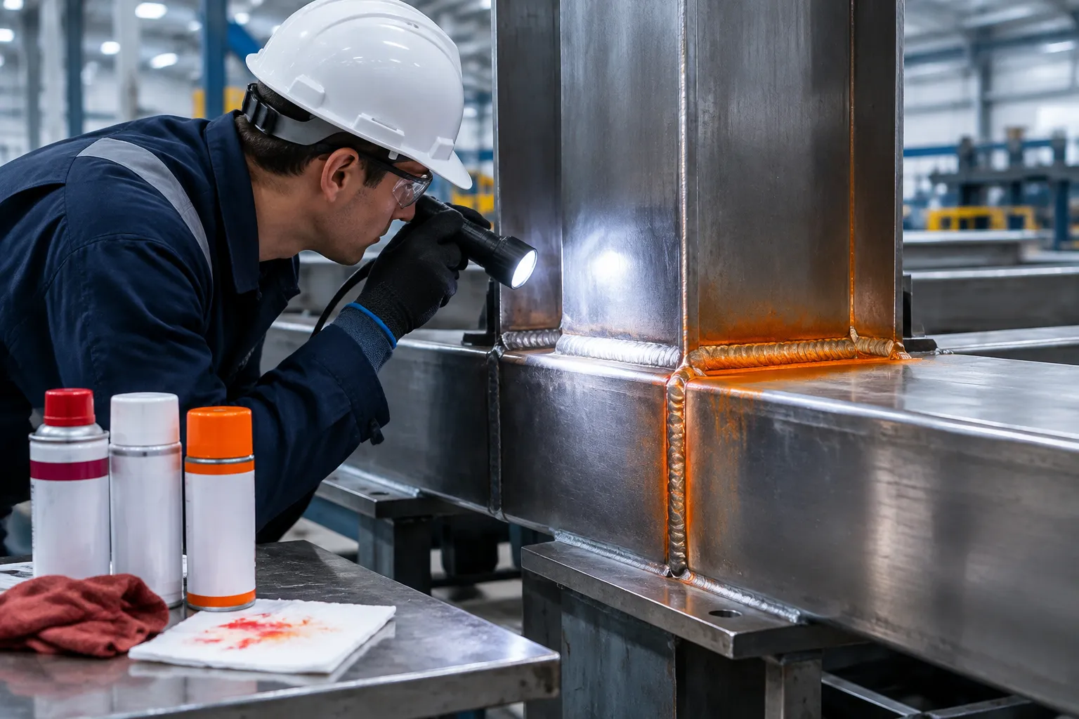 Multi-action correction of a welded steel fabrication through reinforced nodes