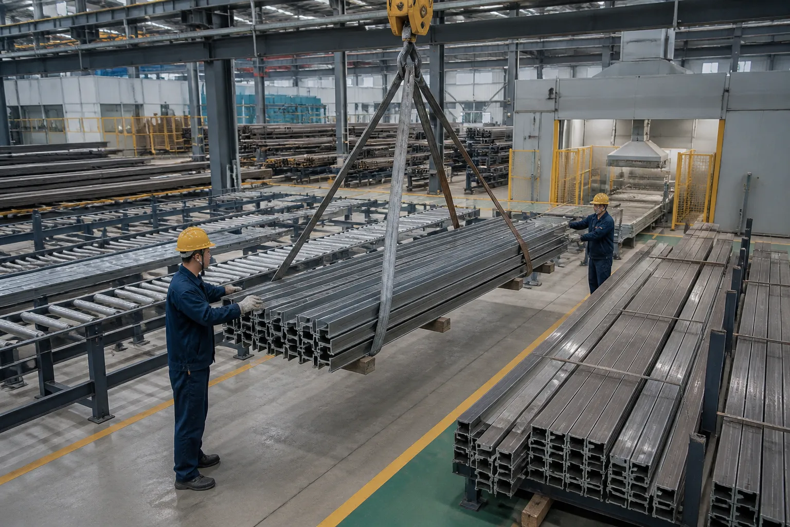 Torsion correction of a T-section guide rail with clamped ends