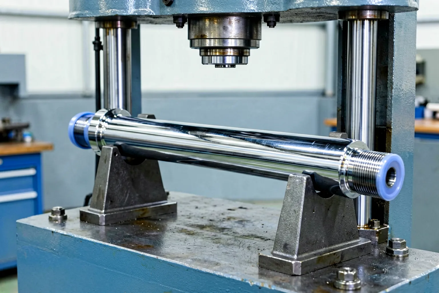Compressor piston rod inspection between centers concept - engineering concept illustration