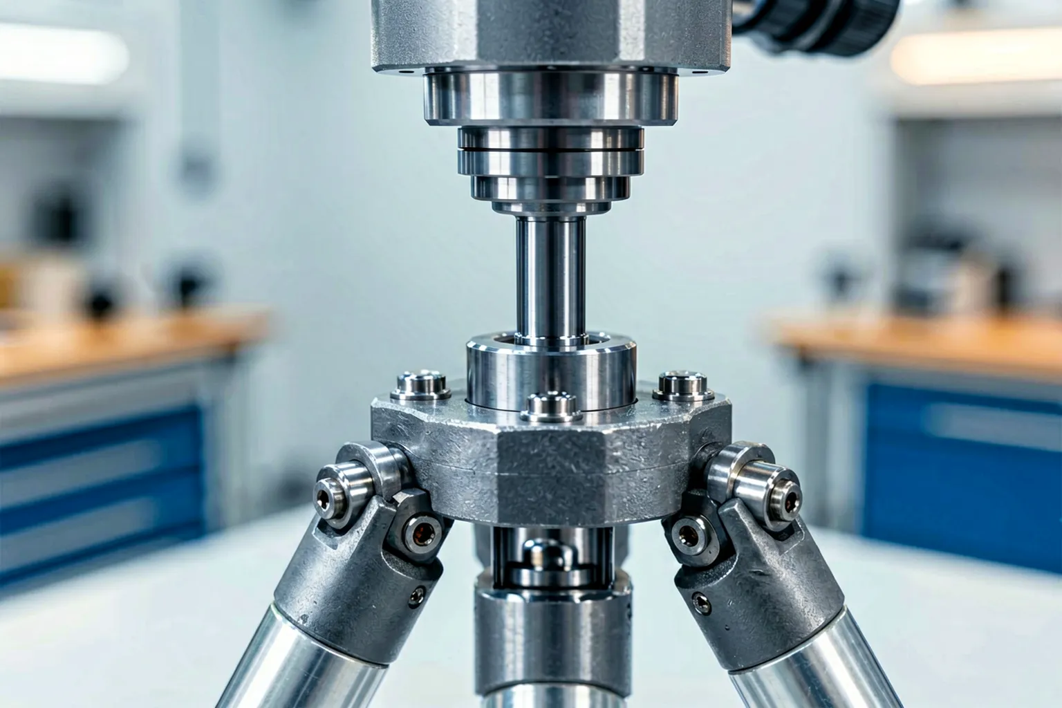 Tripod joint stub with three trunnions held between centers under a precision probe