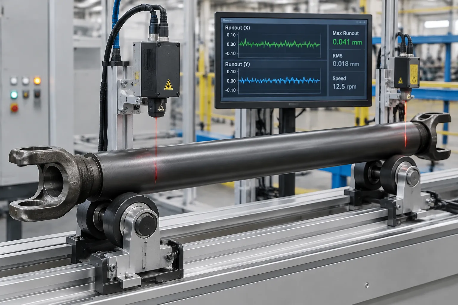 Non-contact runout measurement along a drive shaft tube