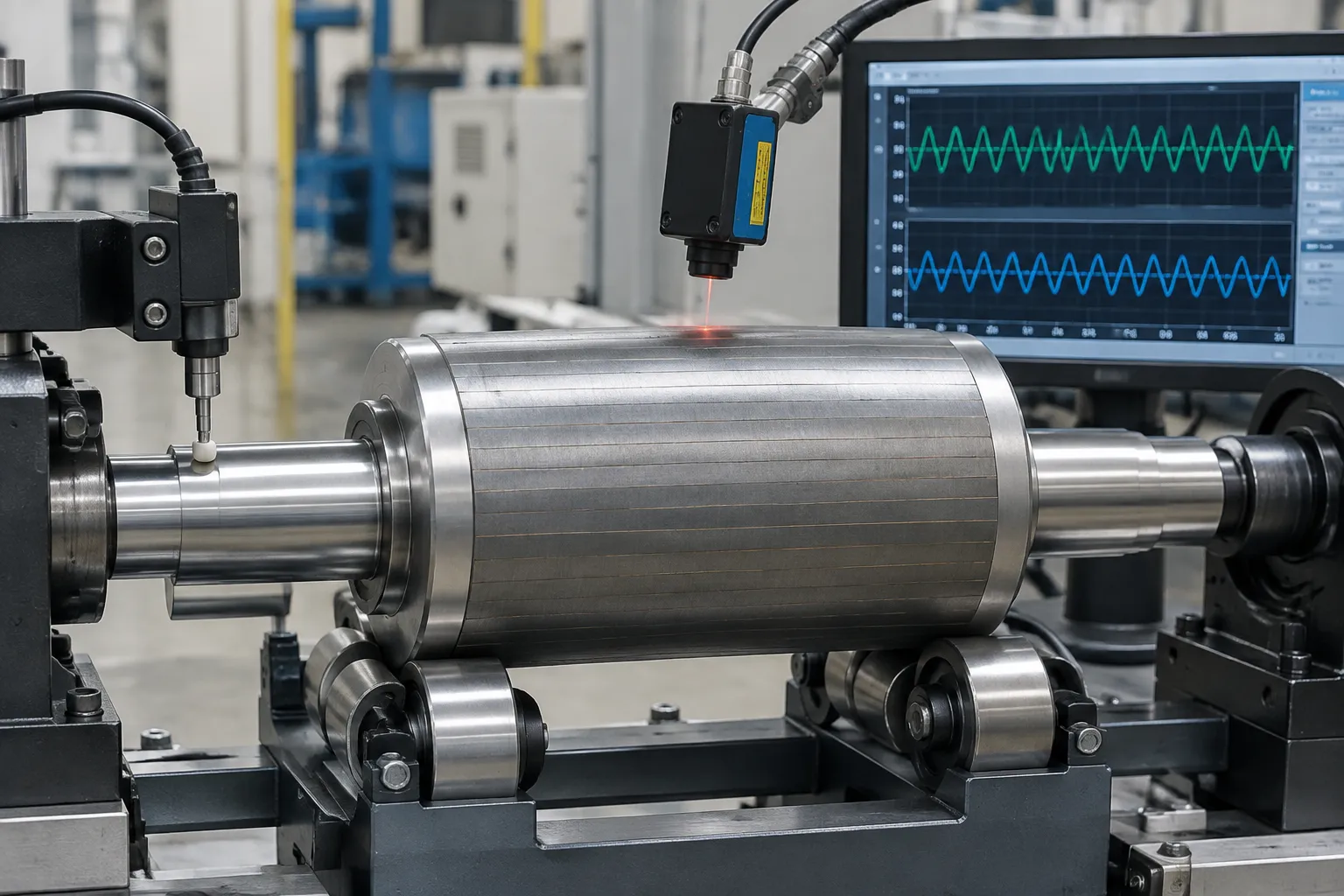 Rotor journal and core runout measured on separate tracks