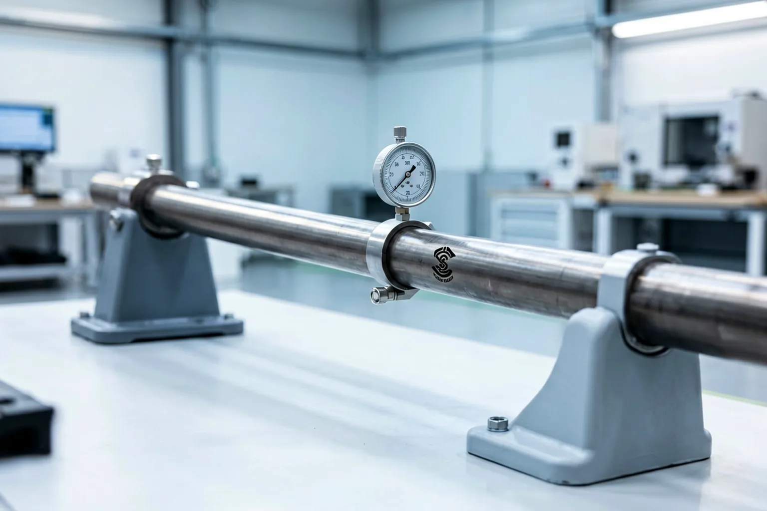 Fork tube runout measurement on wide soft supports with a dial indicator