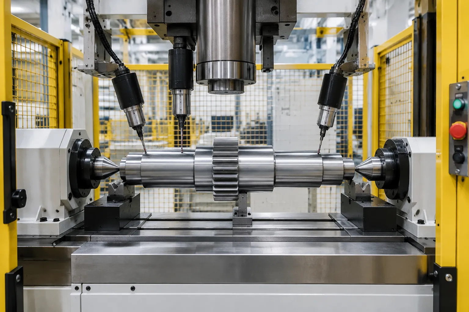 Automatic gearbox shaft measurement and press straightening station