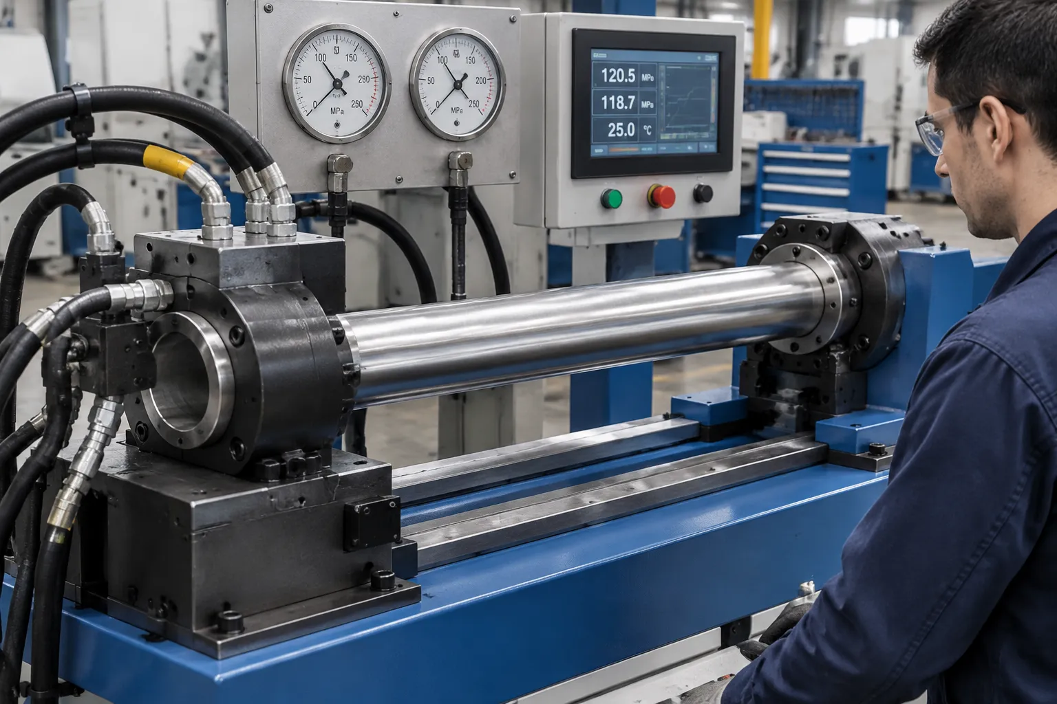Internal pressure straightening setup for a hollow tube