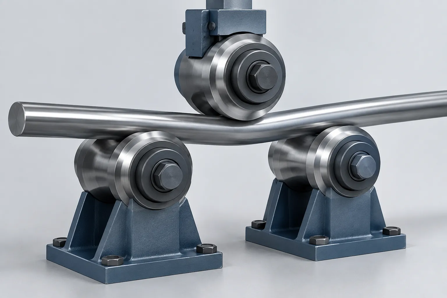 Bar correction between support rolls concept - engineering concept illustration