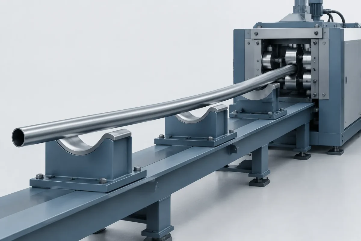 Thin-wall tube straightening line engineering concept - engineering concept illustration