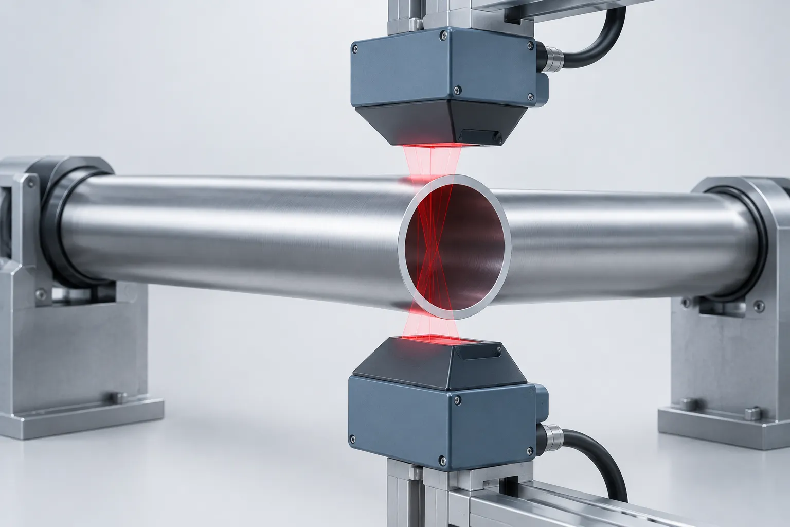 Non-contact ovality and centerline measurement concept - engineering concept illustration