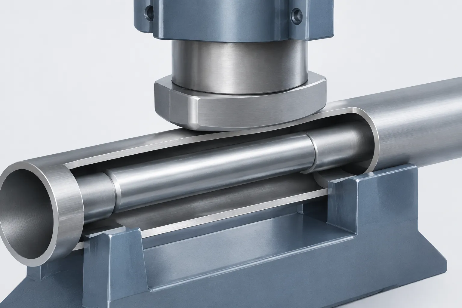 Internal support option for thin-wall tube correction - engineering concept illustration