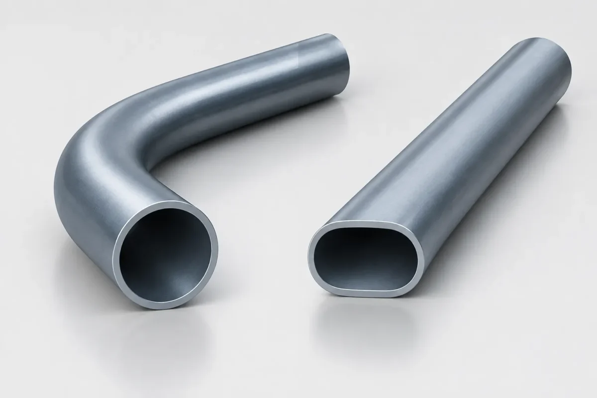 Bent vs oval tube conditions comparison concept - engineering concept illustration