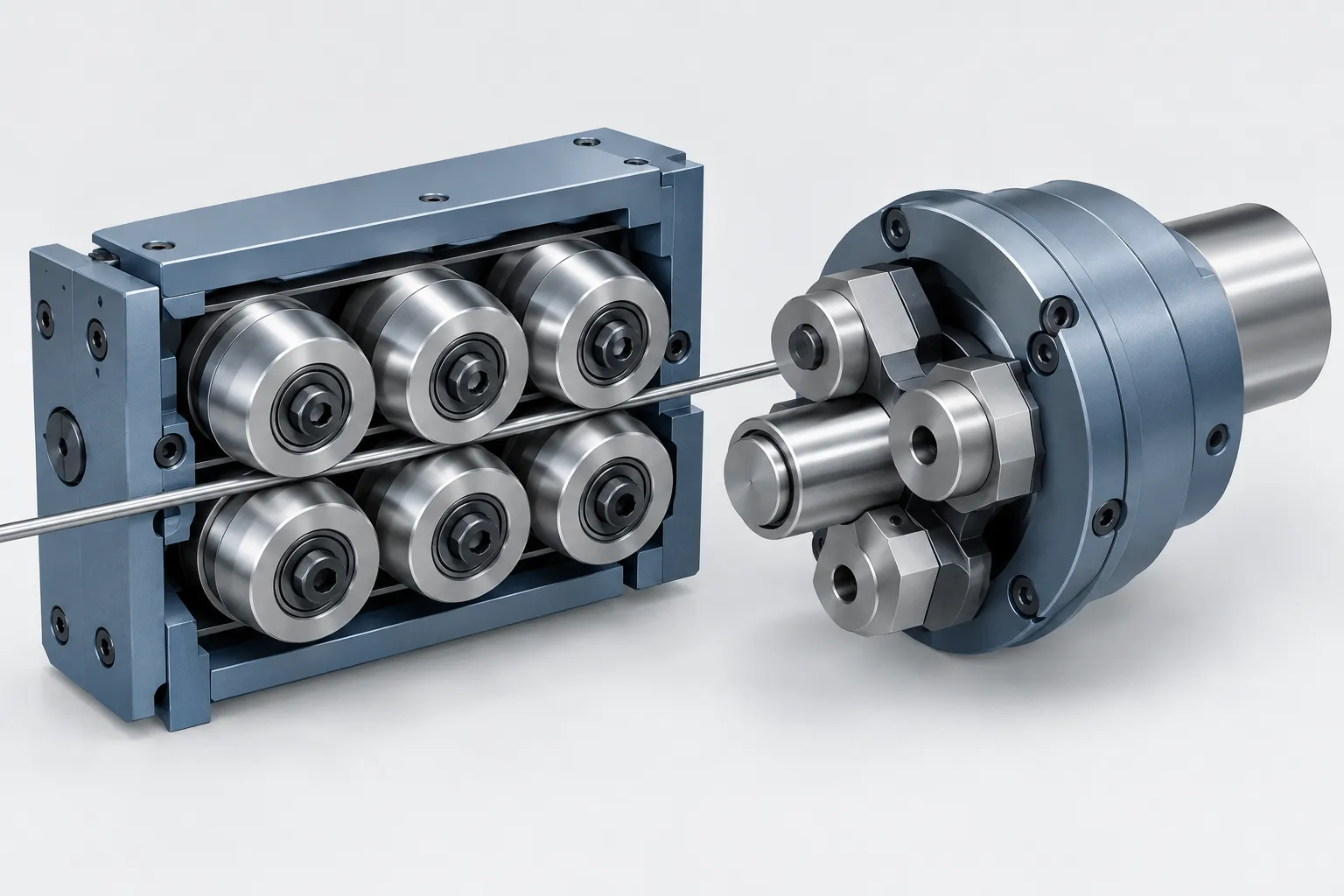 Roll cassette and rotary arbor detail - engineering concept illustration