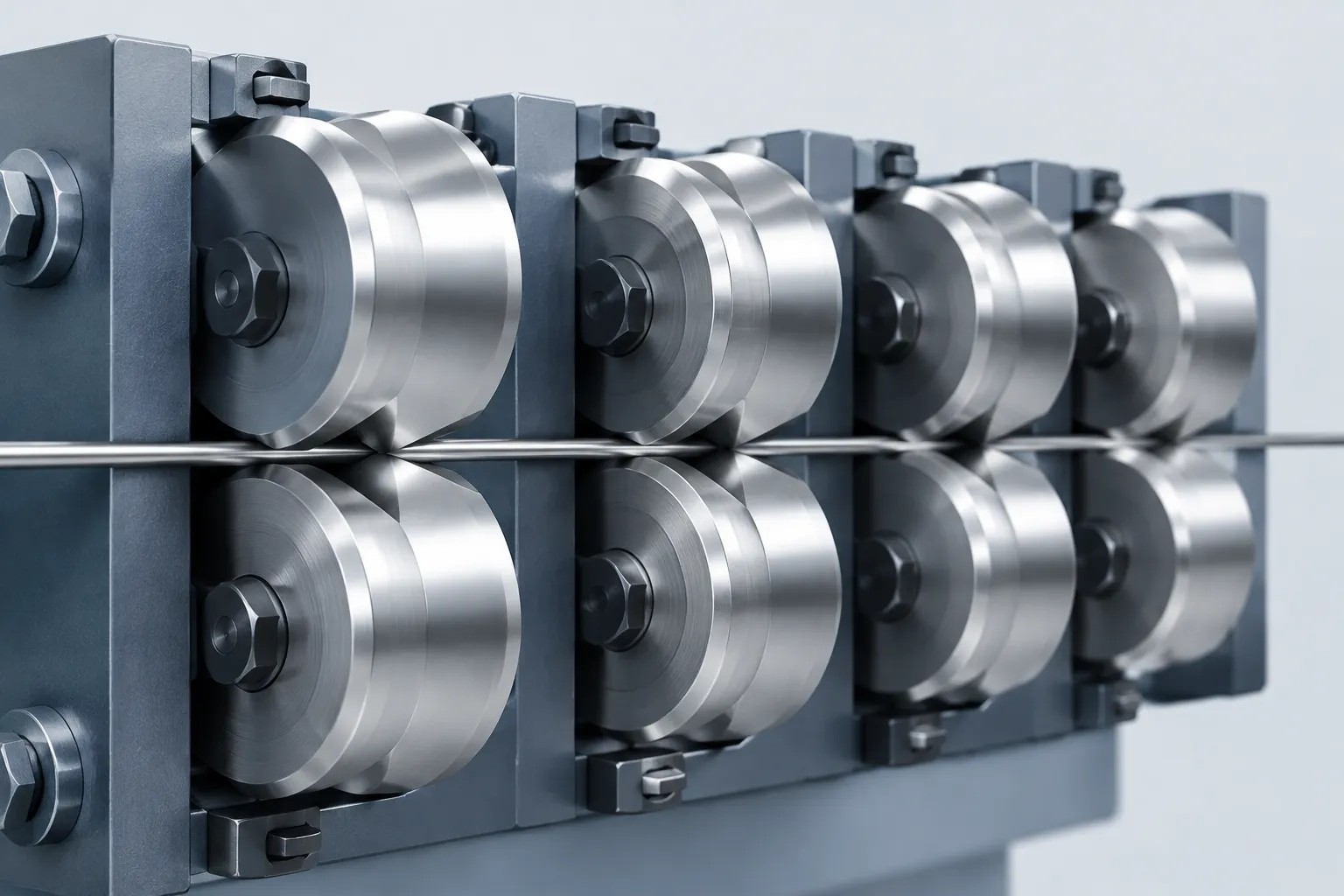 Straightening roll groove contact concept - engineering concept illustration
