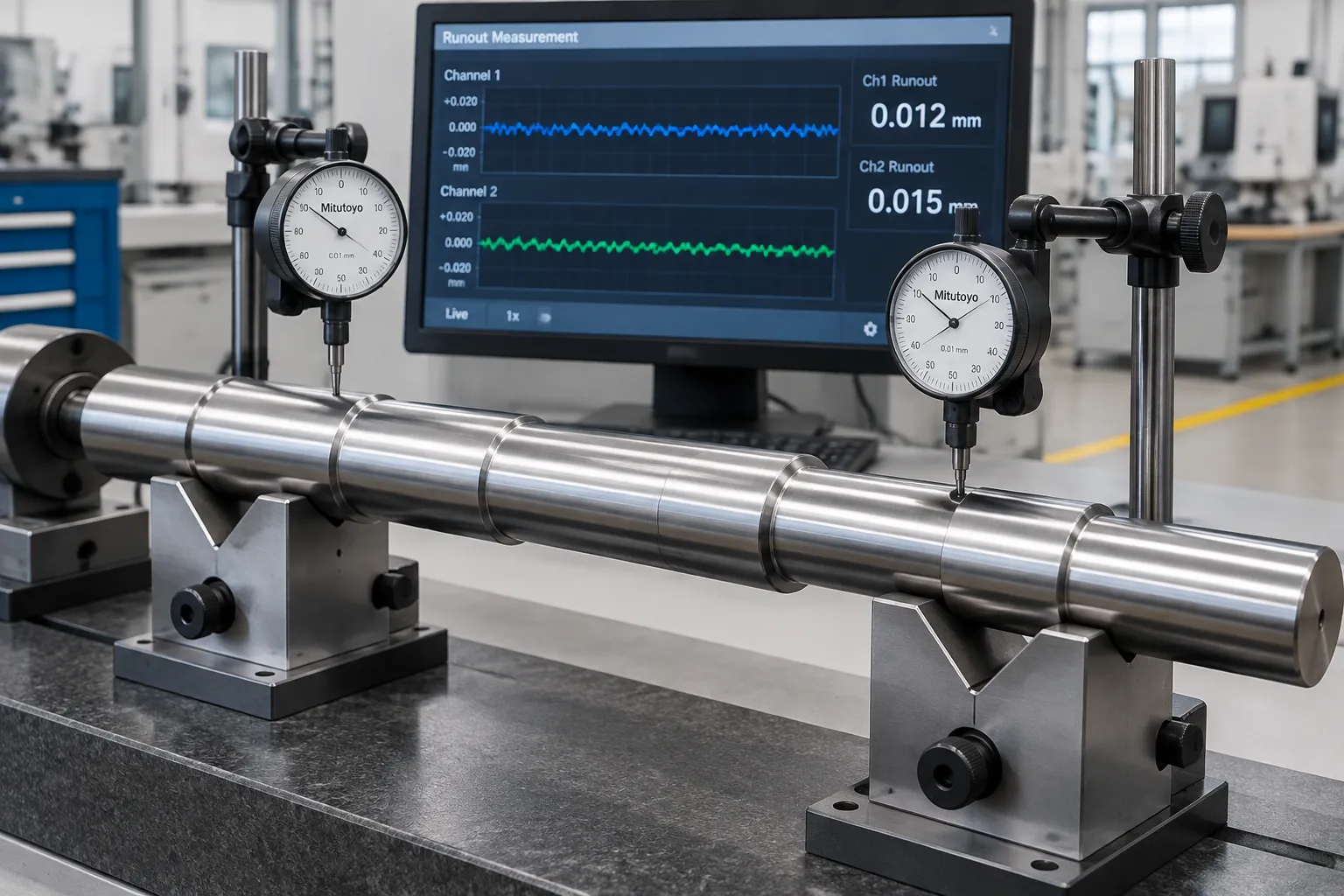 Pump shaft functional journals measured on separate runout tracks