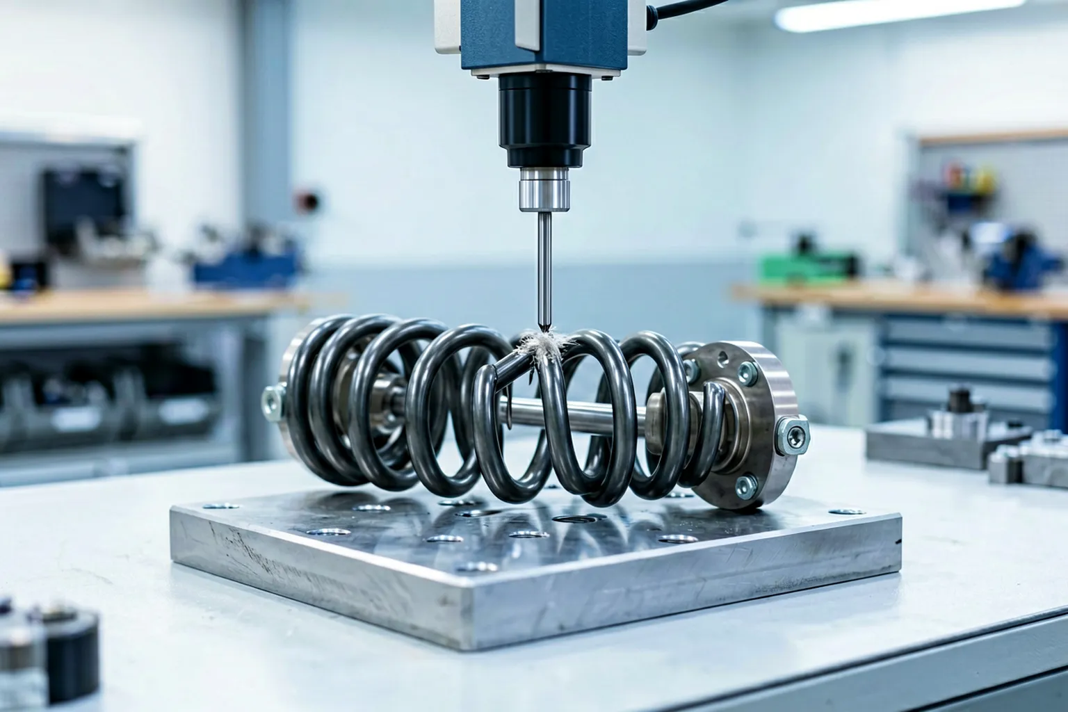 Leaf spring free camber measurement on a protected datum fixture