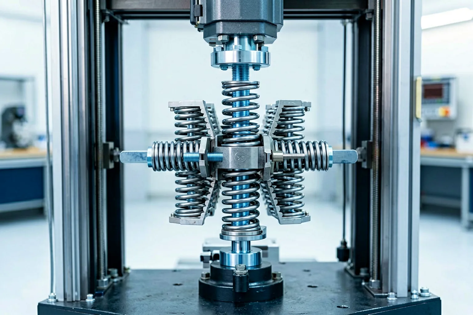 Multi-leaf spring pack under controlled load verification