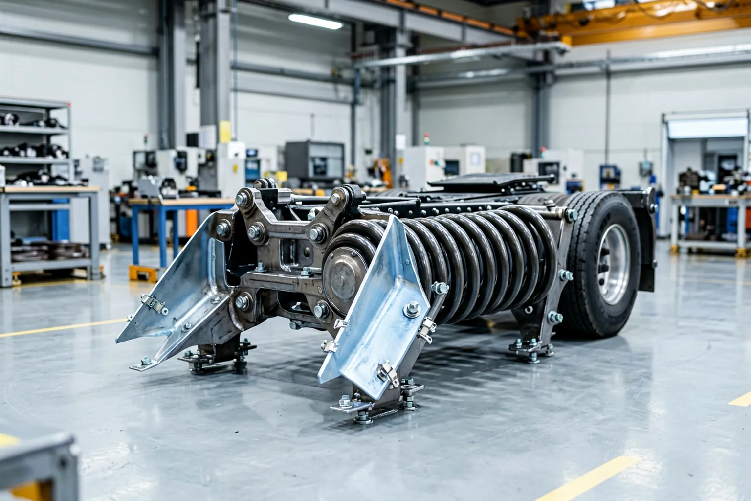 Heavy truck multi-leaf spring assembly staged in a component plant