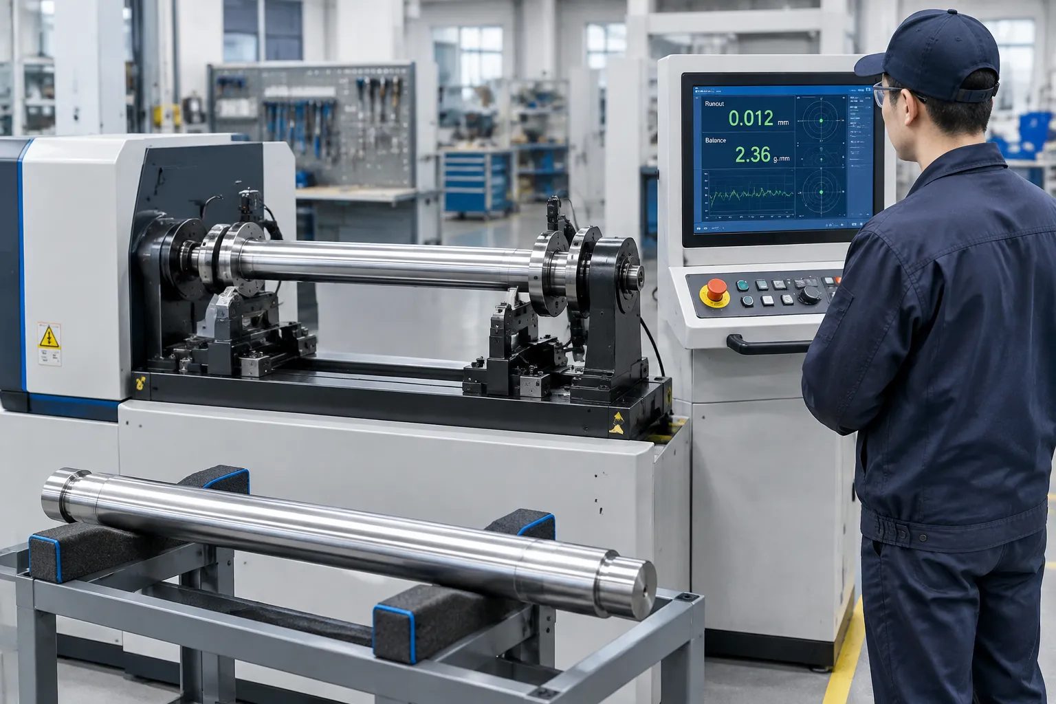 Final runout and balance acceptance checks for spindle shafts