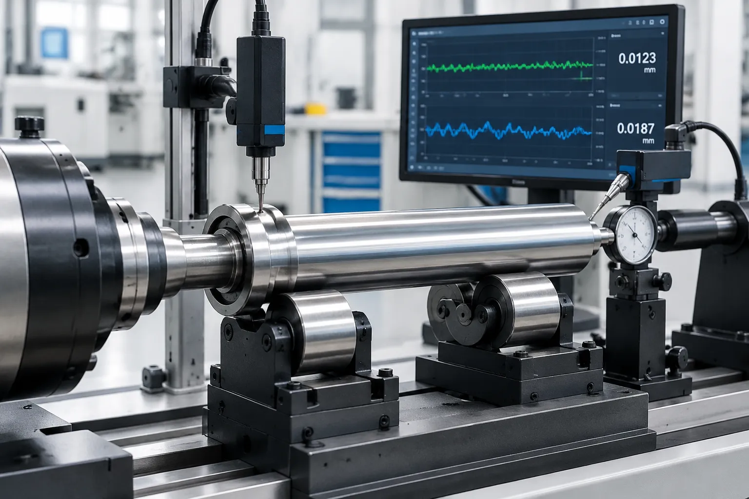 Bearing-seat and tool-interface runout measurement on a spindle shaft