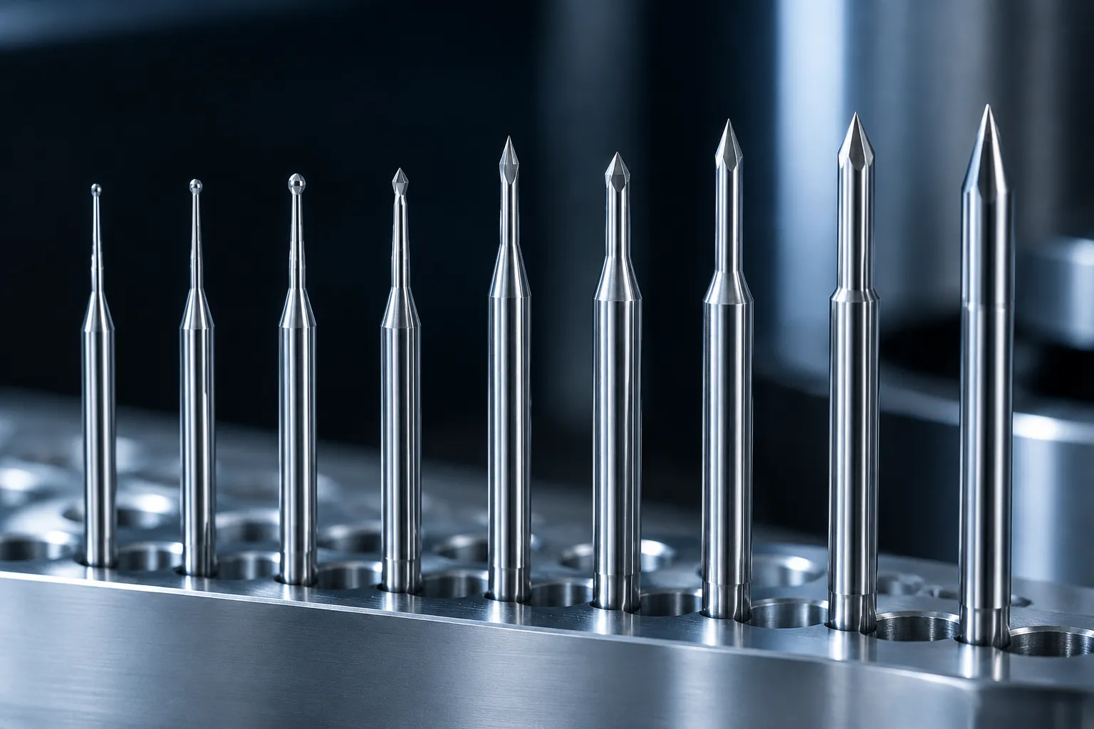 Ultra-fine surgical drill bits in a machined holder