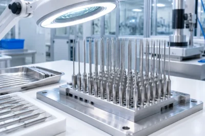 Medical needle straightening machine work with fine needles in a clean room