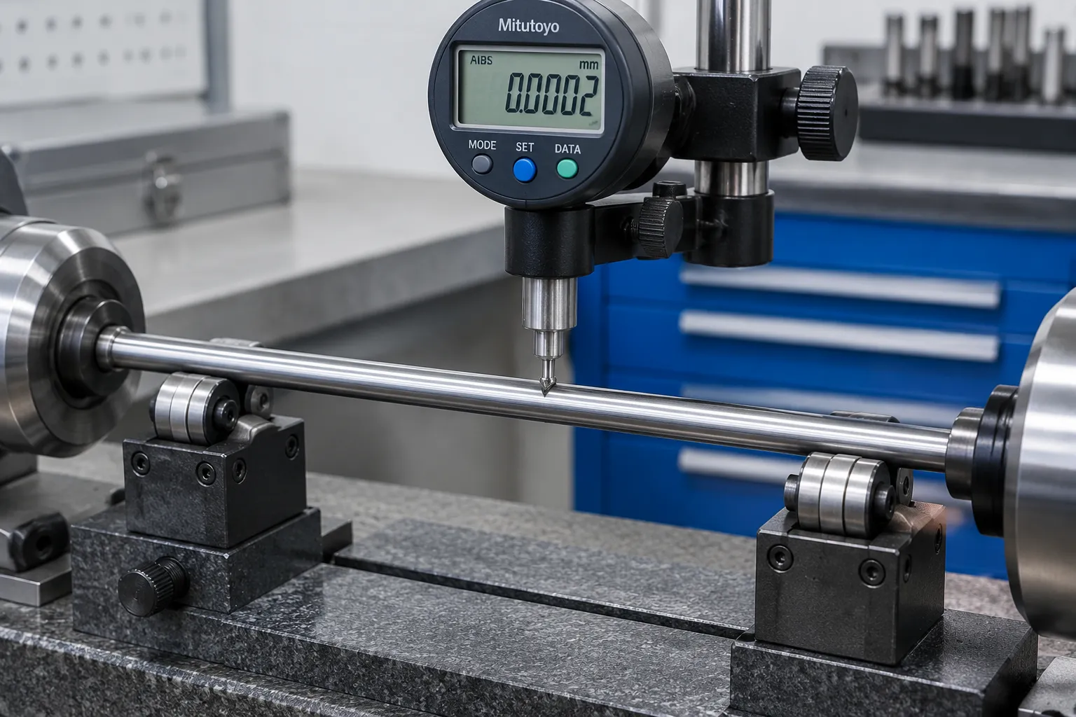 Measuring and rotating mechanism contacting a slender textile shaft